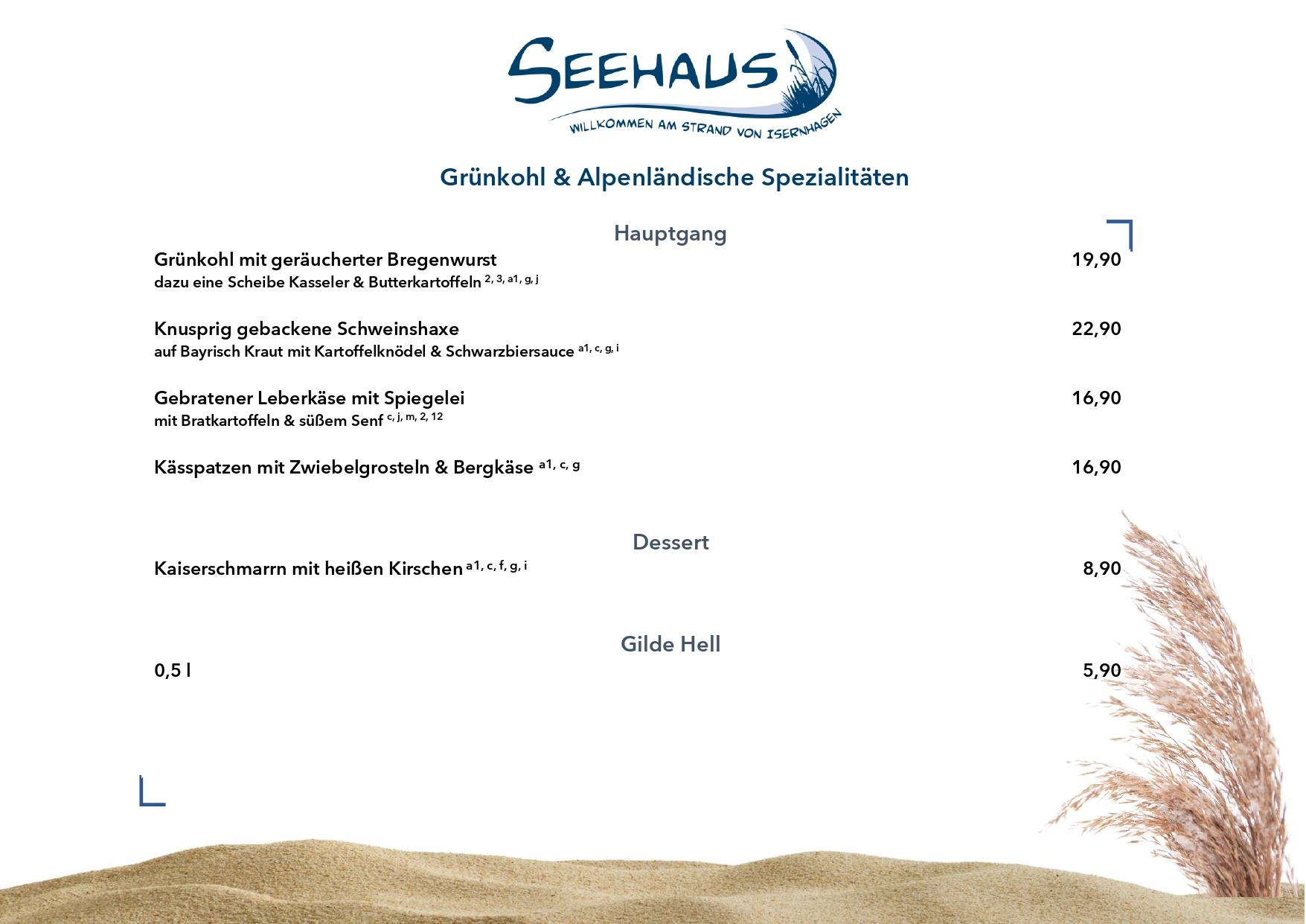 Oktoberfest- und Grünkohl-Speisekarte Oktober 2025 Langenhagen, Isernhagen, Hannover, Wedemark